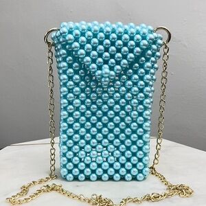 Elegant Blue Pearl Beaded Women's Bag